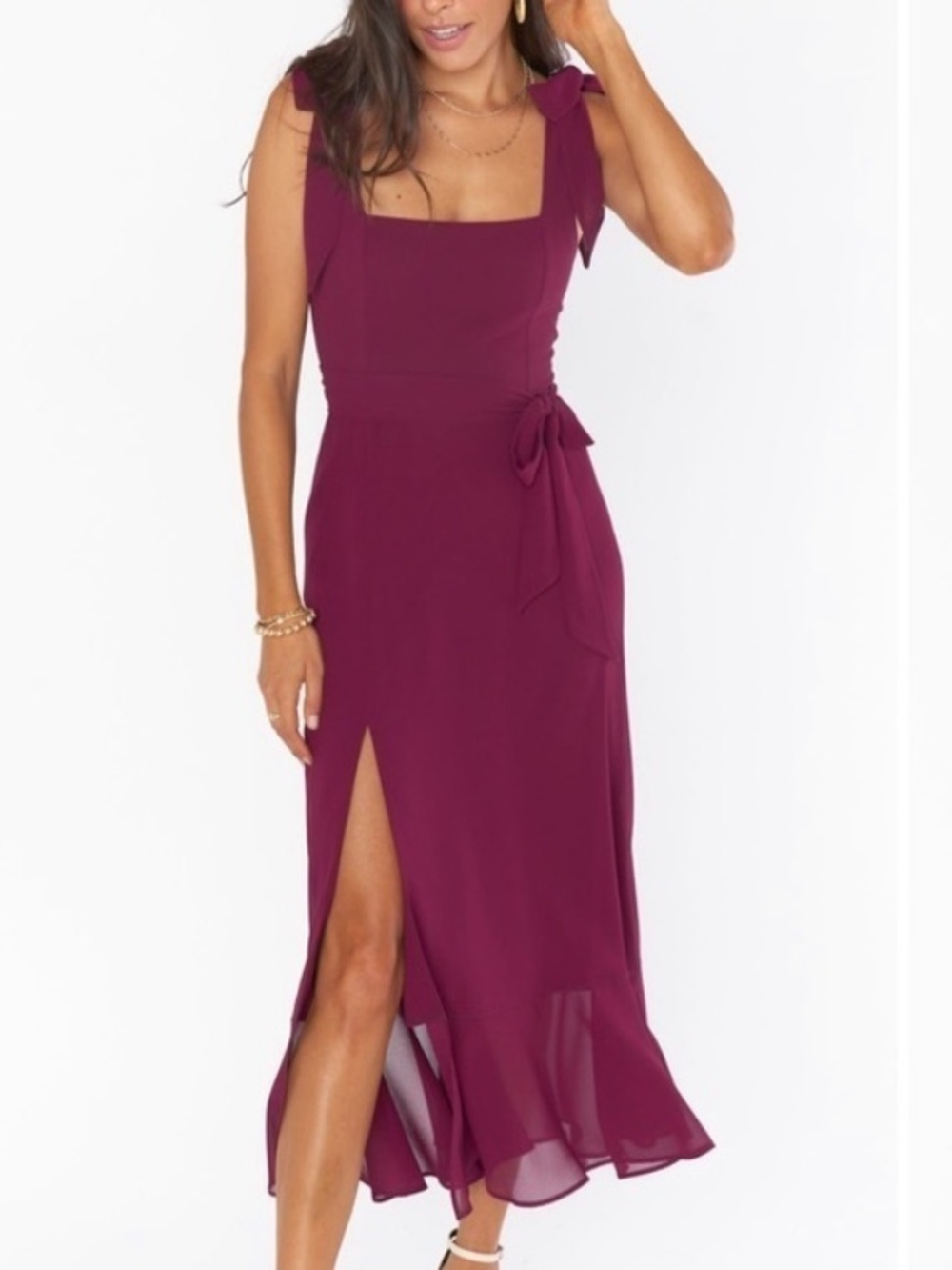 NWOT Show Me Your MuMu Midi Wedding Guest Bridesmaid Purple Chiffon Dress XS